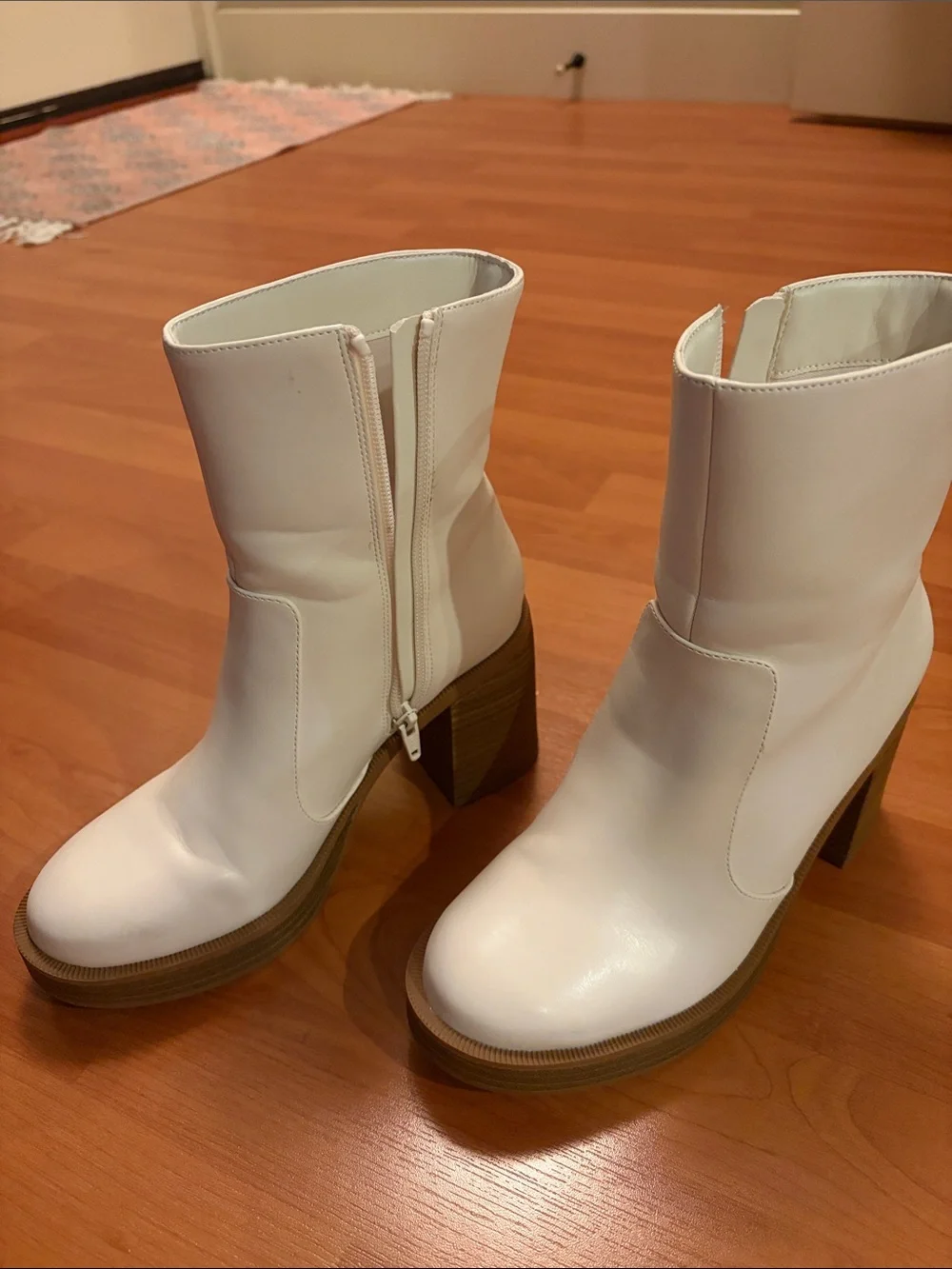Target White Platform Block Heel Ankle Boots